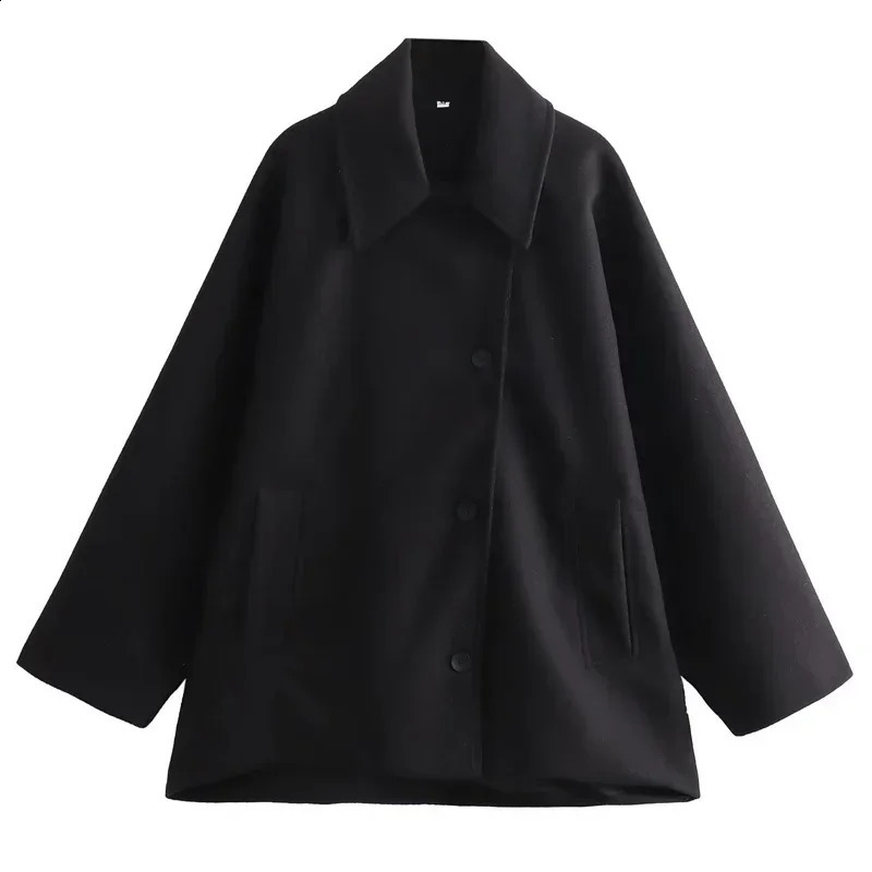 TRAF Womens Jacket Outerwears WOOL Blends Coats Autumn Winter Short Winds Women Tweed Suede Jackets Wool Coats and Mixtures 241230