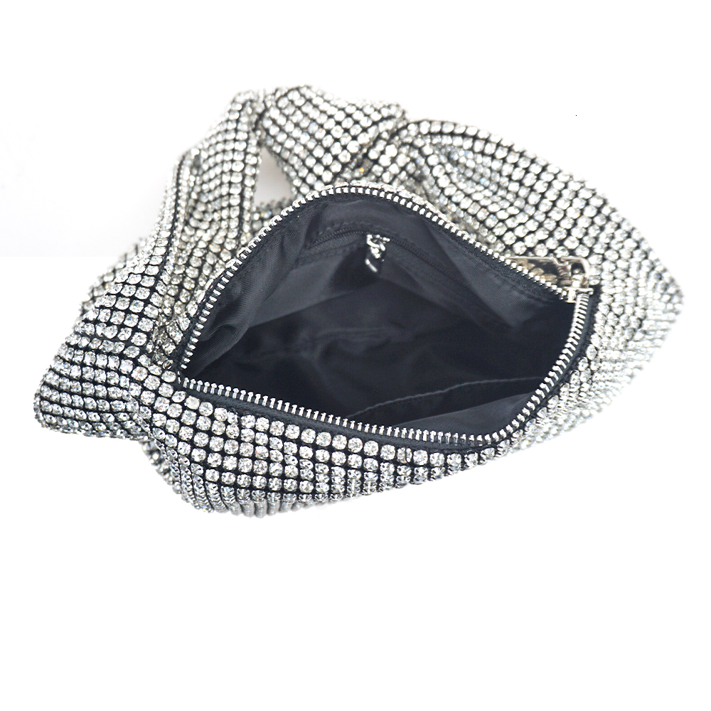 Bg Full Glitter Knotted Handbag Crystal Rhie Hobo Dumpg Bags Dia Evening Clutch Crossbody Bag Satchel bag Shoulder bag