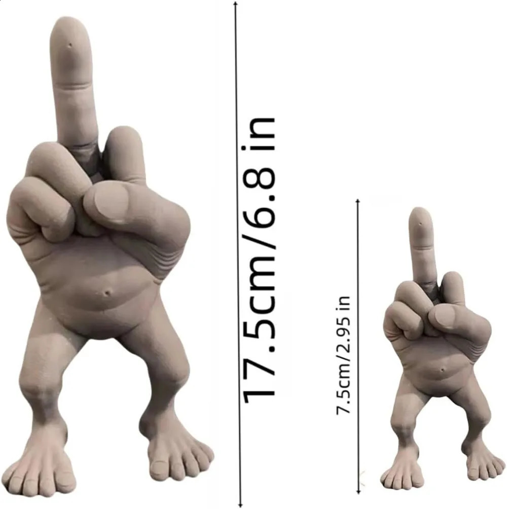 Middle Finger Figure With Legs Office Desk Funny Hand Gesture Resin Figurine Creative Home Ornaments Gift Room Decorations 241230