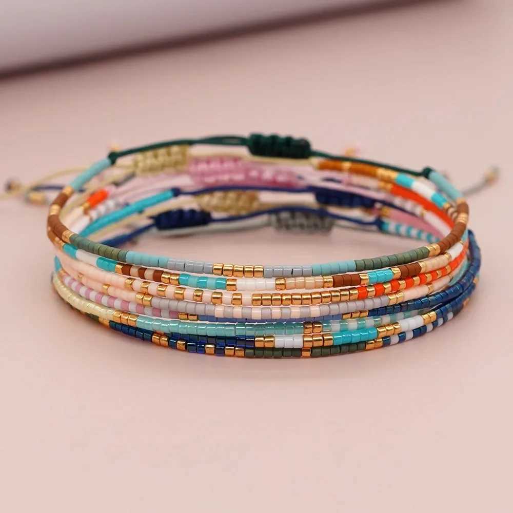 Classic design Bohe colored acrylic bead thin chain couple bracelet womens charm handmade bead bracelet Korean jewelry W241231