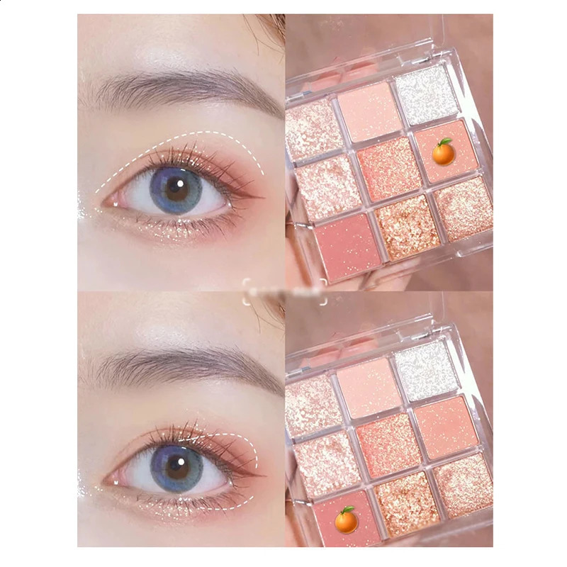 Pink glitter Eye Shadow Palette Pearly Sequin Matte Shimmer Eye Shadow Orange Shiny Charming Girl Makeup Lasting Korean Cosmetic 241224