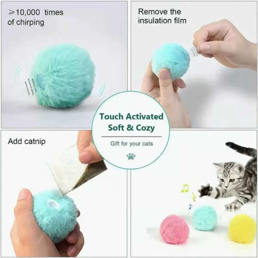 Interactive New Electric Squeak Ball Smart Plush Toy For Kittens Cats Animal Rescue Donation
