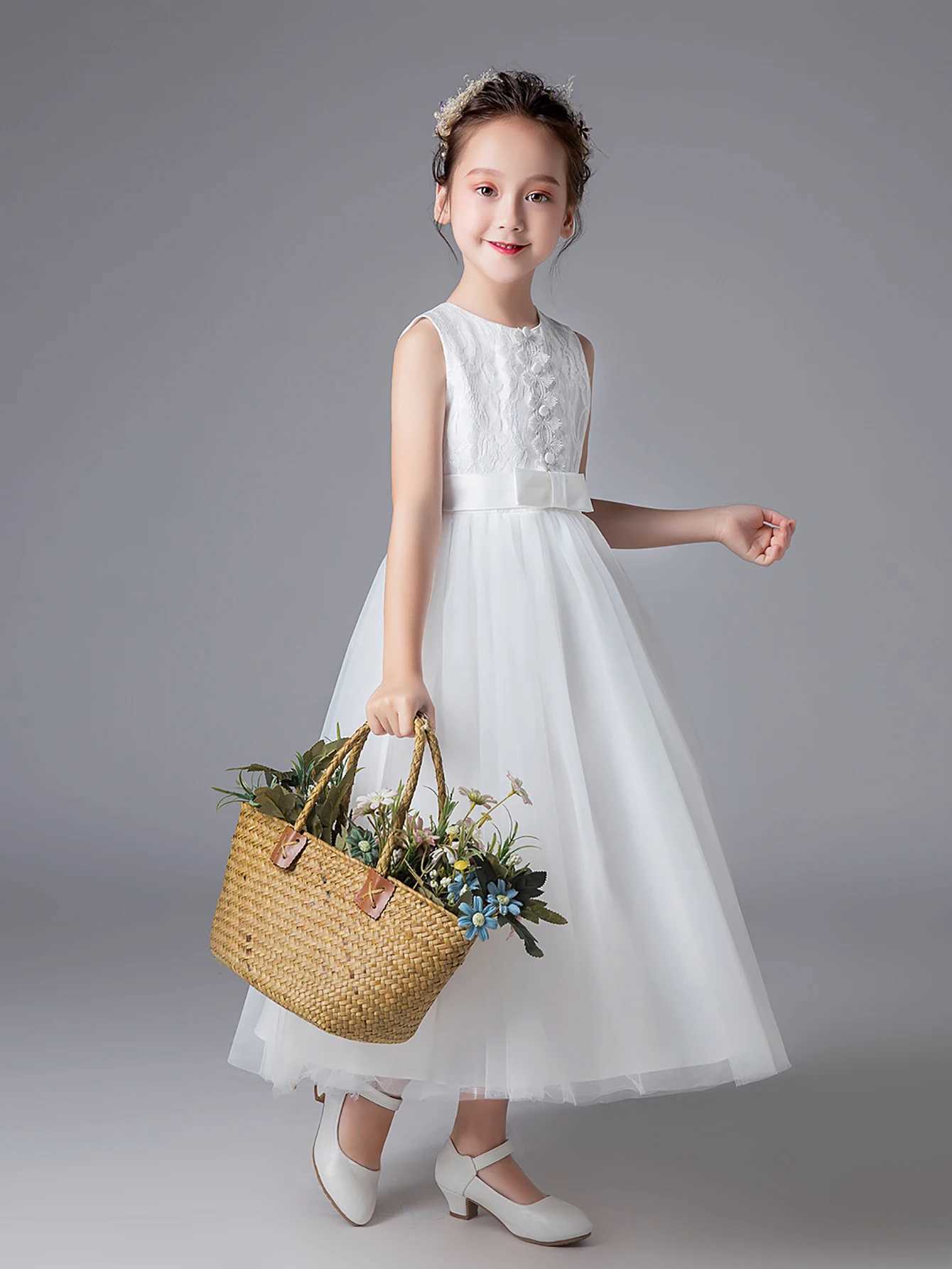 Lace Girl Wedding Dress Embroidery Birthday Par Dress Childrens Decorative Dress W241231
