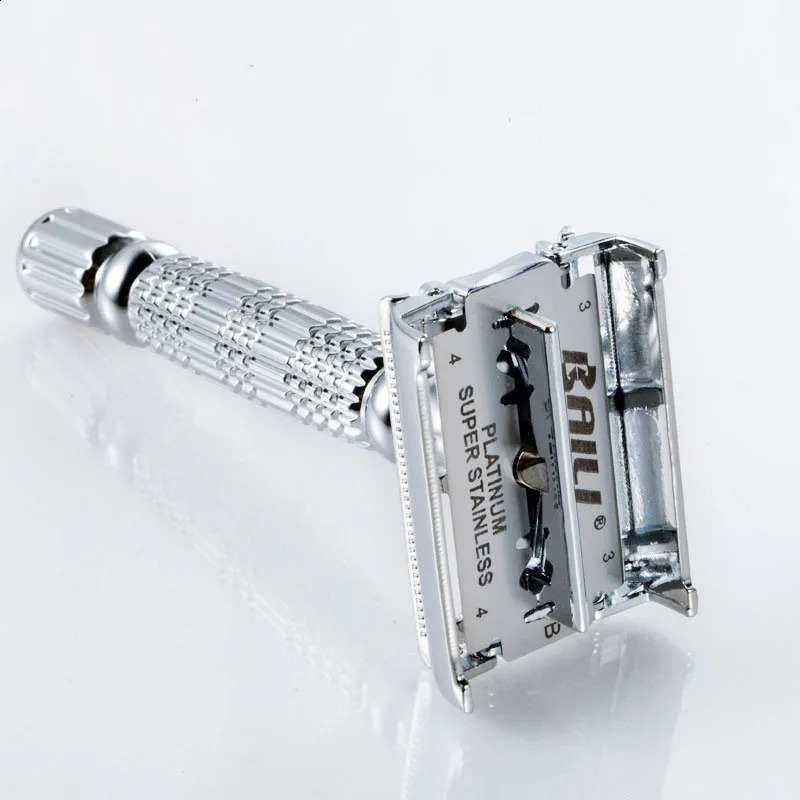 Men Shaving Safety Razor Chrome Alloy With Packing Sliver Unscrew Double Sides Turret Manual Butterfly Open Shaver 241230