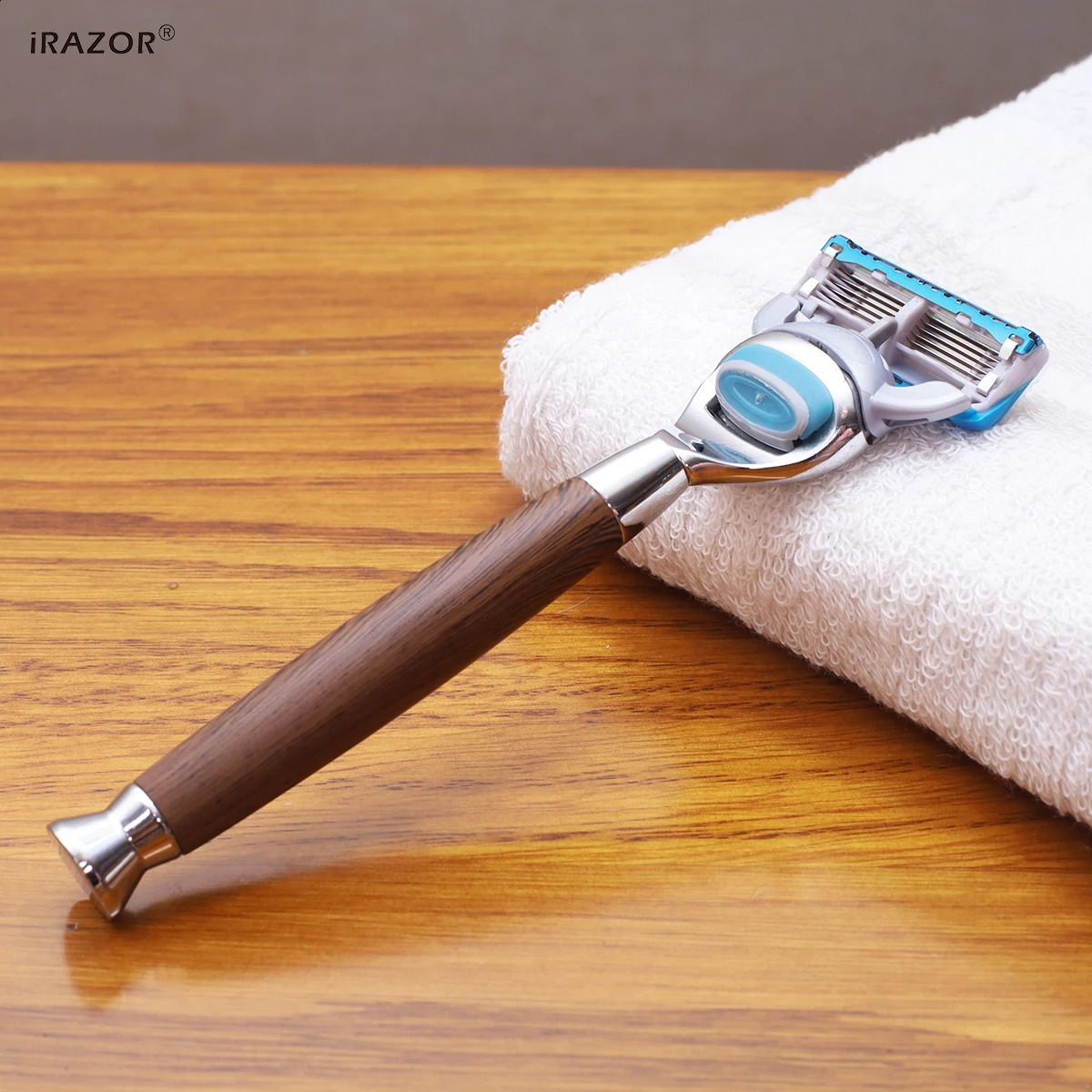 iRAZOR Classic 5 Layer Fusion Safety Razor Manual Man Shaver Barber Beard Grooming Tool Wood Grain Handle Man Birthday Gift 241230