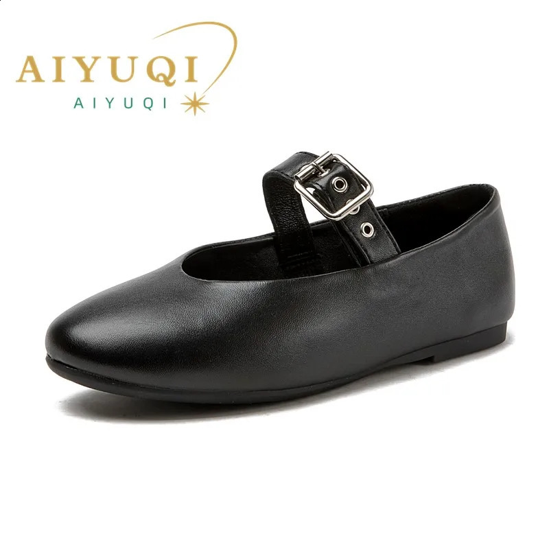 AIYUQI Women Mary Jane Shoes 2024 Autumn Natural Genuine Leather Vintage Pointed Toe Ballet Flat Casual Shoe 241225