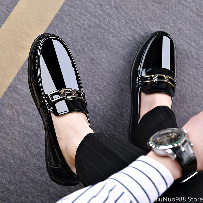 New For Men Genuine Casual Comfortable Patent Leather Shoes Party Slip-On Loafers