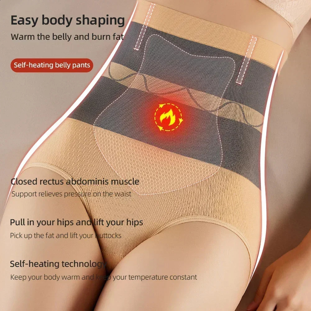 Womens High Waist Belly Slimming Panties Body Shapers Waist Trainer Butt- Non-trace Warm Underwear Underpants Postp 241231