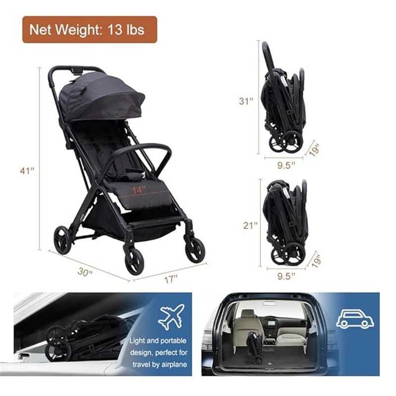 Lightweight Baby Stroller Gravi Automatic Self Folding Travel Stroller for Airplane One-Hand Folding Toddler StrollerXJ241231