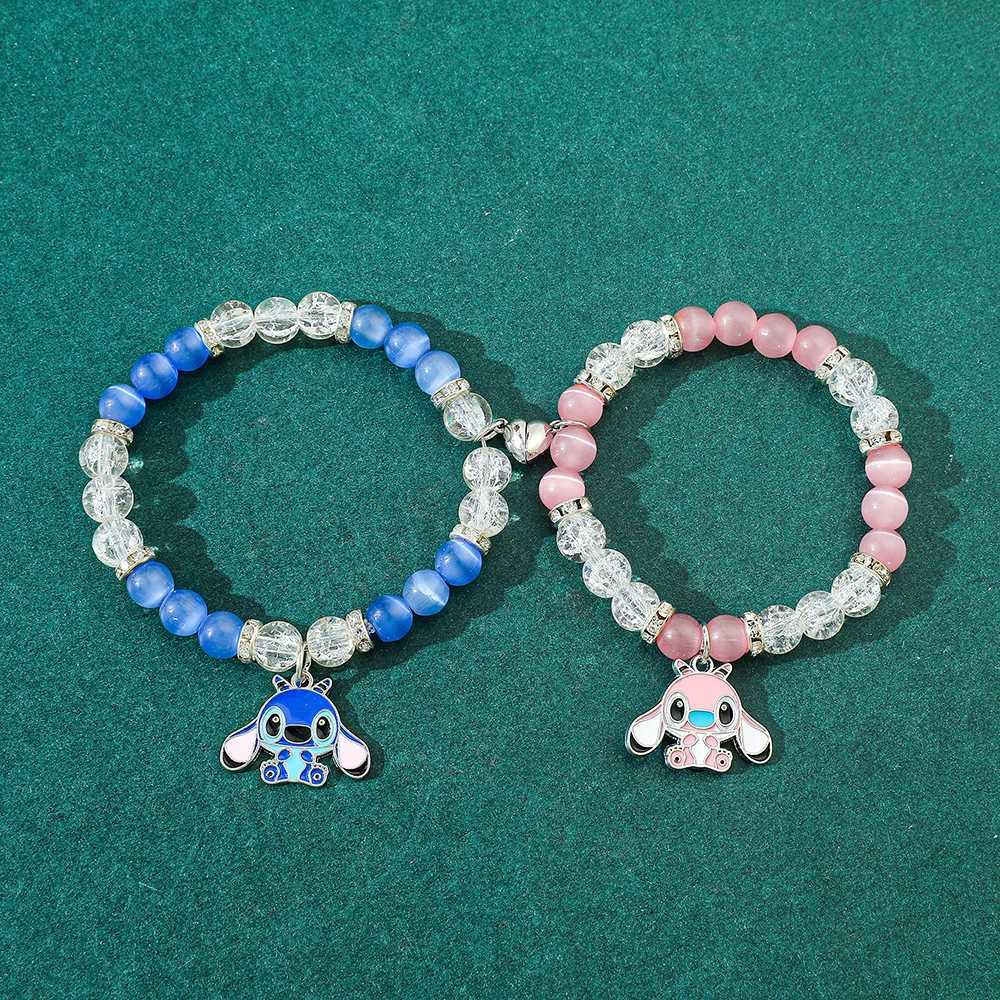 -Stitching Angel Crystal Bead Bracelet Couple Friendship Matching Inspiration Bracelet Friend Jewelry Gift Fashion 2PCS W241231