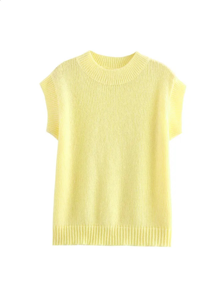Women Knitted Pullover Knitwear Sleeveless Oneck Vintage Solid Casual Sweater Vest Elegant Fashion Chic Stylish Ladies Top 241231