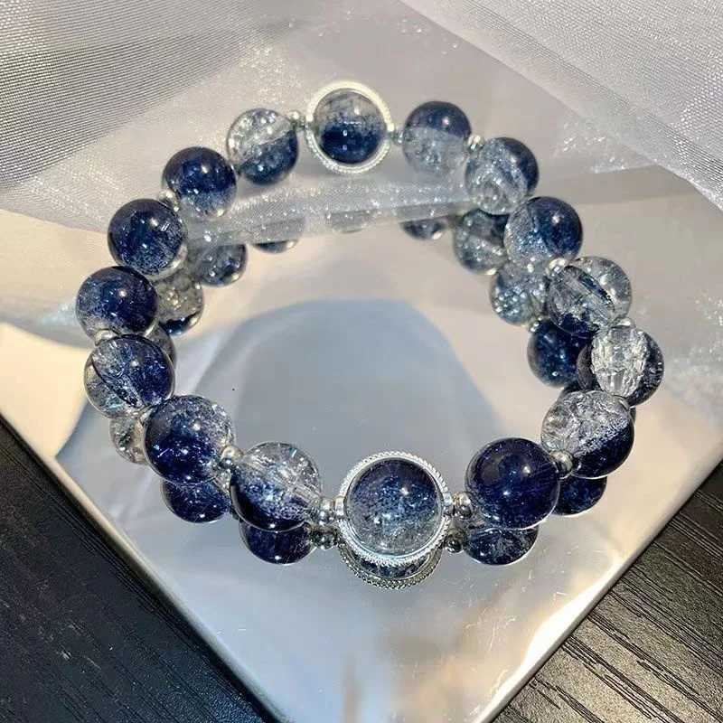 Korean style white bead moon bracelet for women retro gradient crystal glass bracelet exquisite party jewelry gift W241231