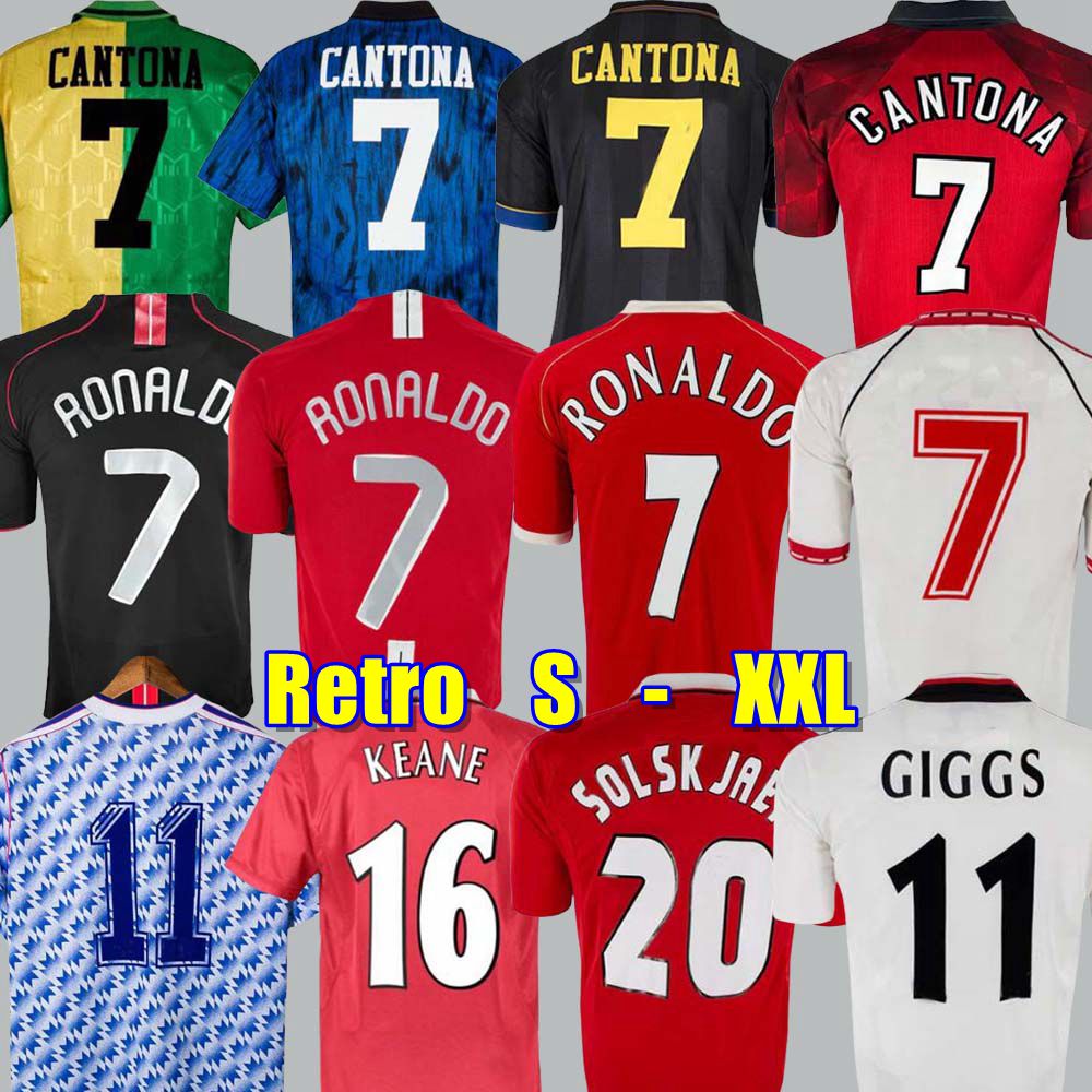 Retro Soccer Jerseys Ronaldo Rooney Giggs 02 04 05 06 07 08 Home Scholes Tevez SCHOLES Vintage Classic uNitEdS manchestee Football shirt CANTONA Solskjaer KEANE