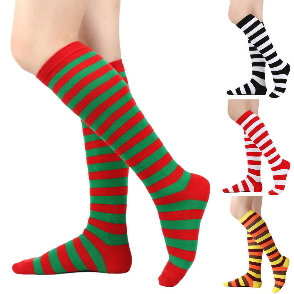 Striped Christmas Knee Thanksgiving Turkey Calf European And American Couple Sports Football Mid Tube Socks