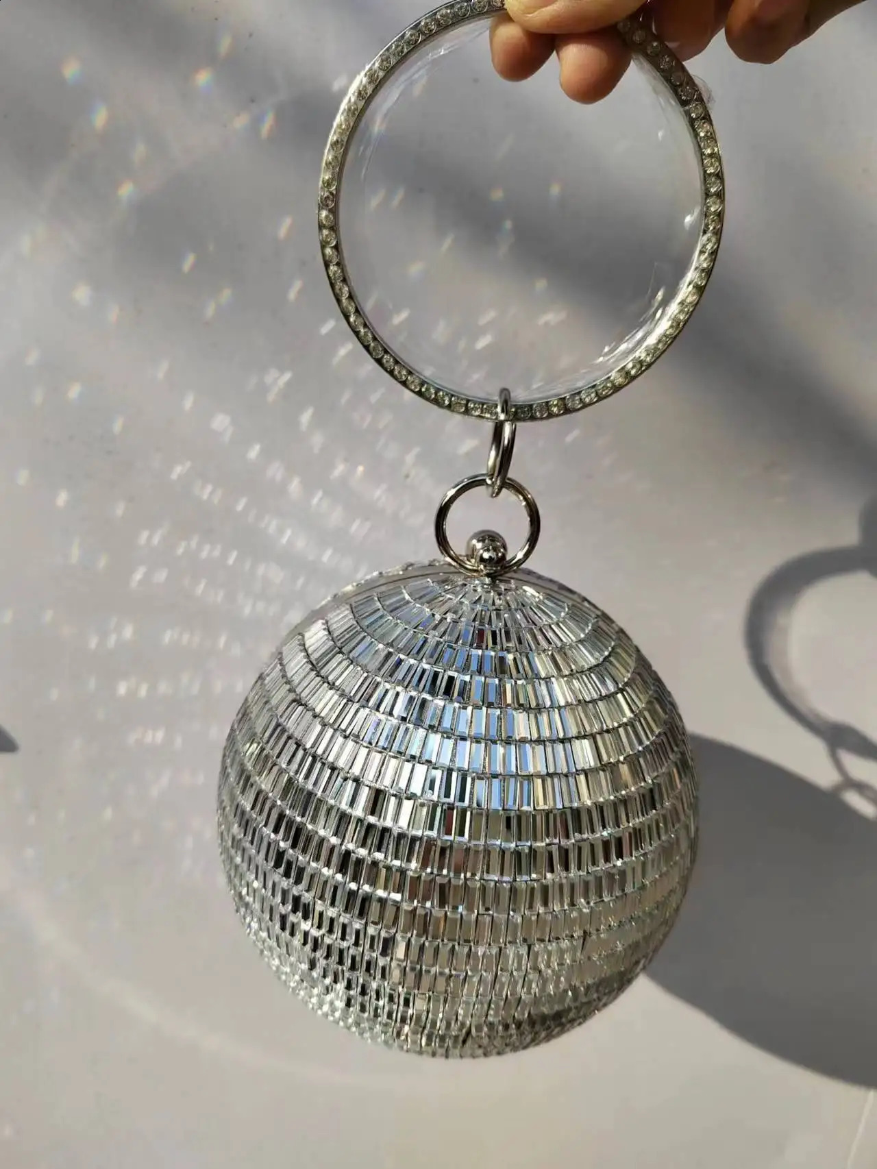 High End Purse Silver Disco Mirror Reflective Ball Small Party Purse Evening Bag Hand Bag For Women Party 241231