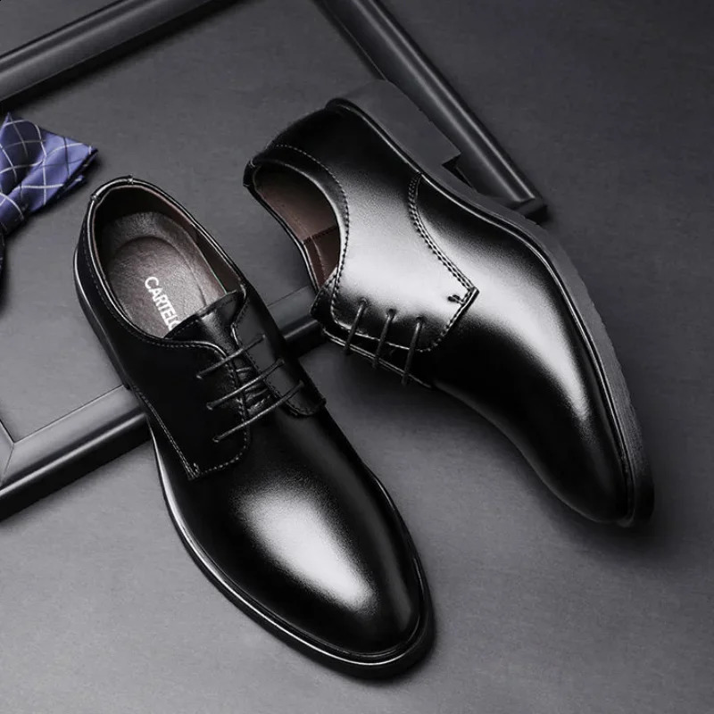 Business Official Dress Shoes Man Leather Casual Social Shoe for Men Legitimate Gentleman Clearance Black Italian Not Suit 241231