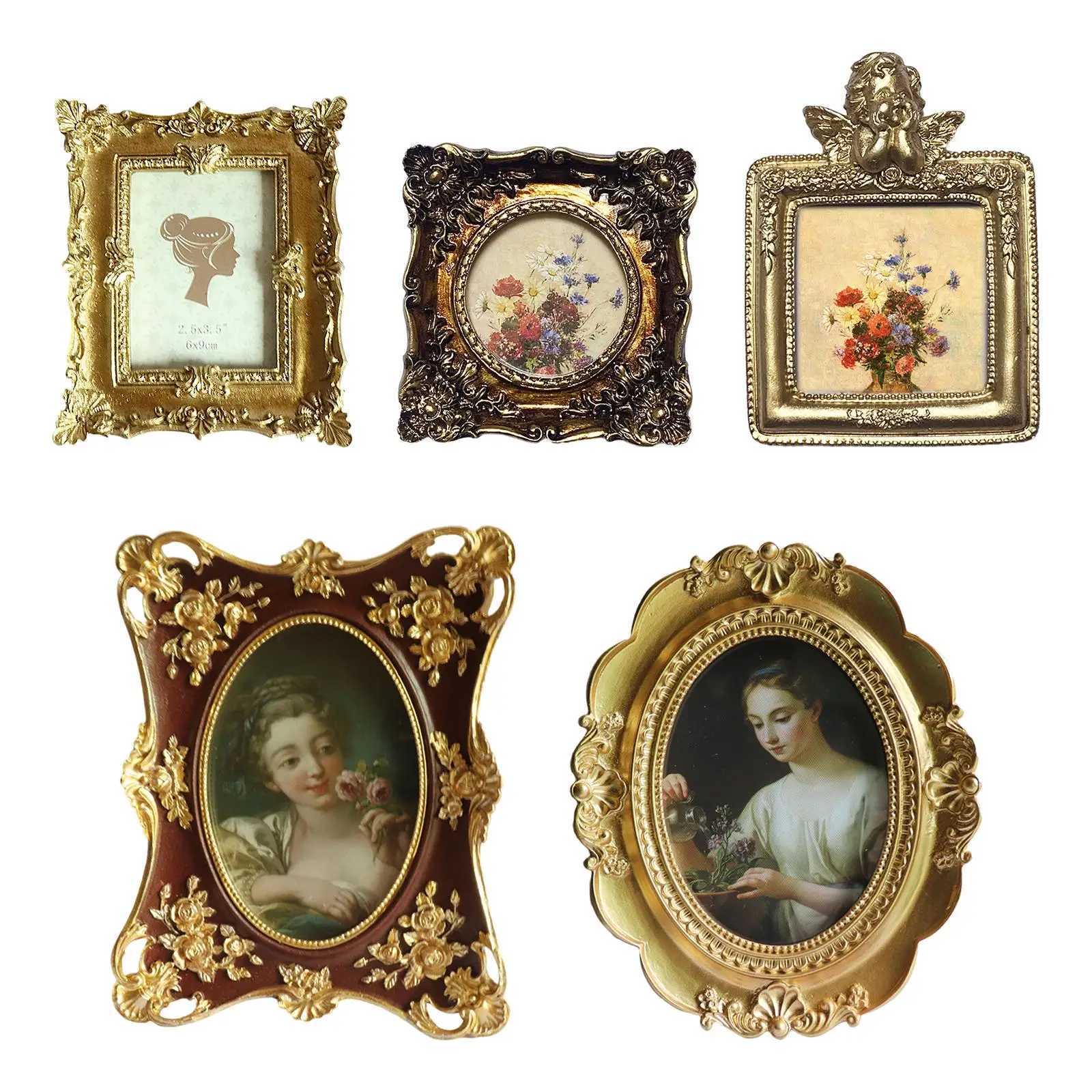 Frames Antique style photo picture frame display card with glass front used for living room office bedroom home decoration and family gatherings CL241