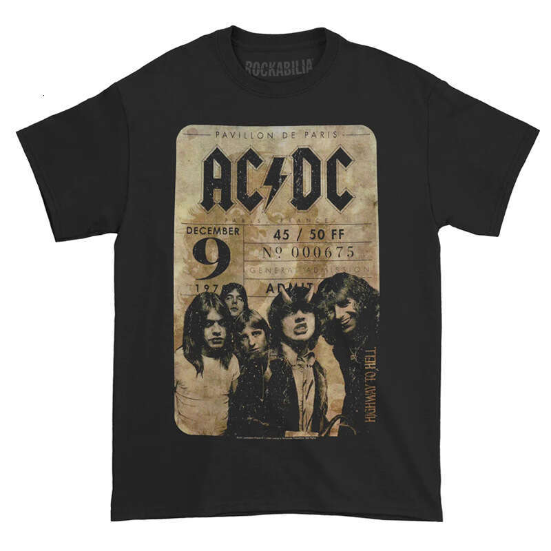 ACDC Band BACK IN BLACK Rock Punk American Vintage High Street Direct Spray Printed T-shirt