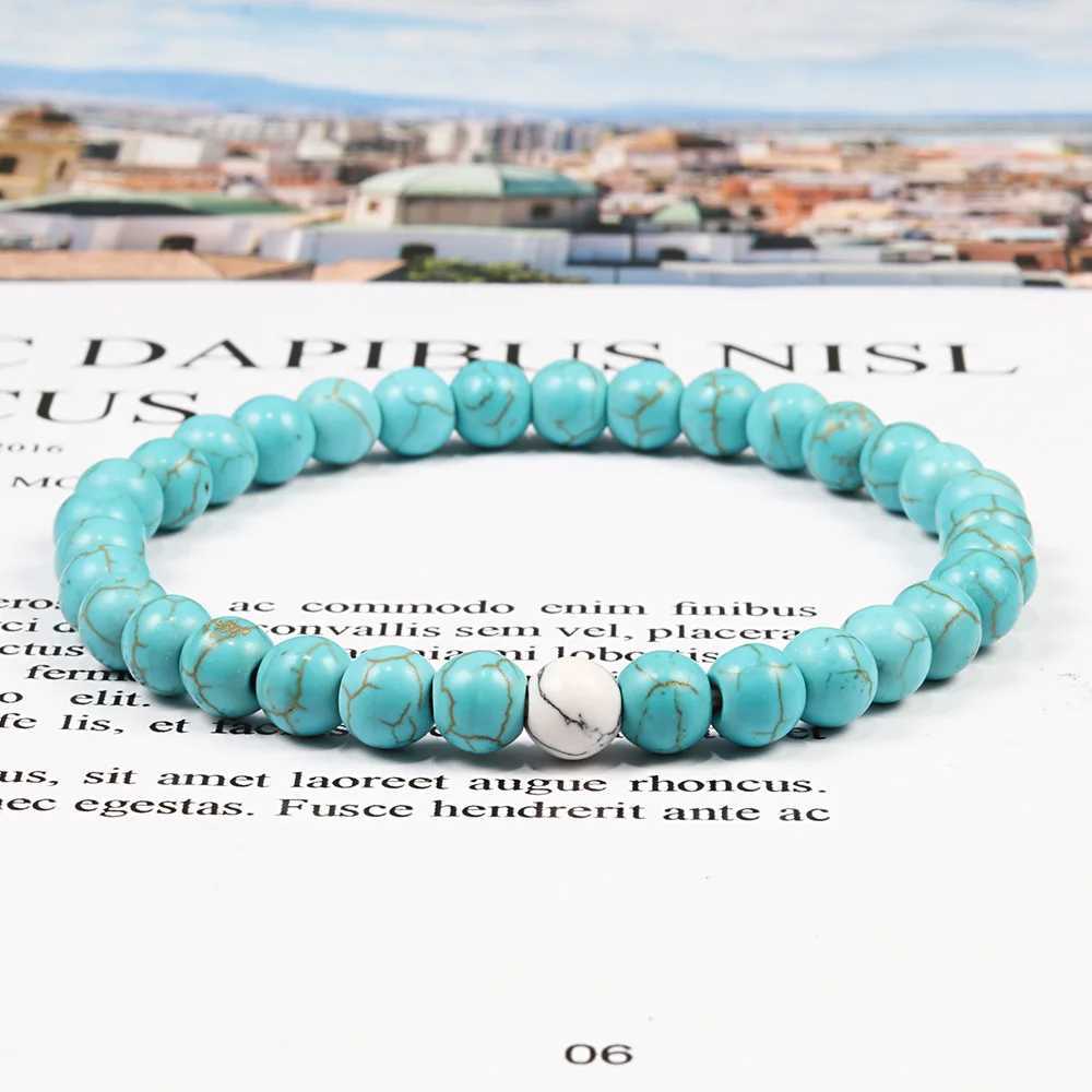 Couple Set Bracelet Charm Black Lava Tiger Eye Natural Stone Elastic Bracelet Tren Yoga Bead Bracelet Friendship Jewelry Gift W241231