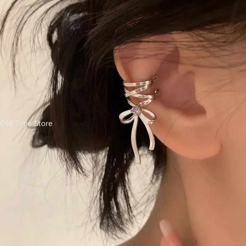 Pink Butterfly Ear Cuff Earrings For Women Girls Fashion Bowknot No Piercing Clips Earring Ballet Clip On Jewelry 241225