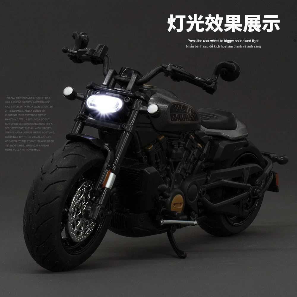 1 12 Harley SPORTSTER S Motorcycle High Simulation Die Casting Metal Alloy Model Car Sound Light Series Childrens Toy Gift M41 W241231