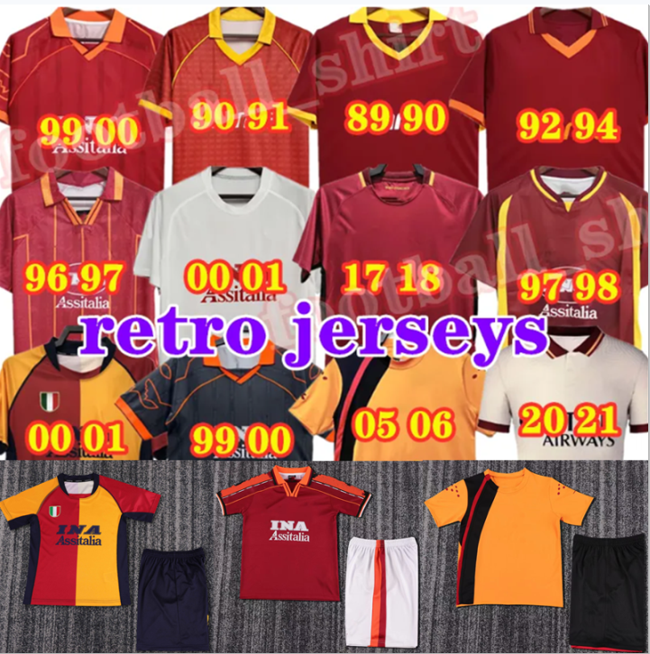 1989 1990 retro RoME TOTTI soccer jerseys 1991 92 94 95 96 97 98 99 BATISTUTA DE ROSSI 2000 01 02 Men kids Uniforms 2005 06 17 18 rome Football Shirts
