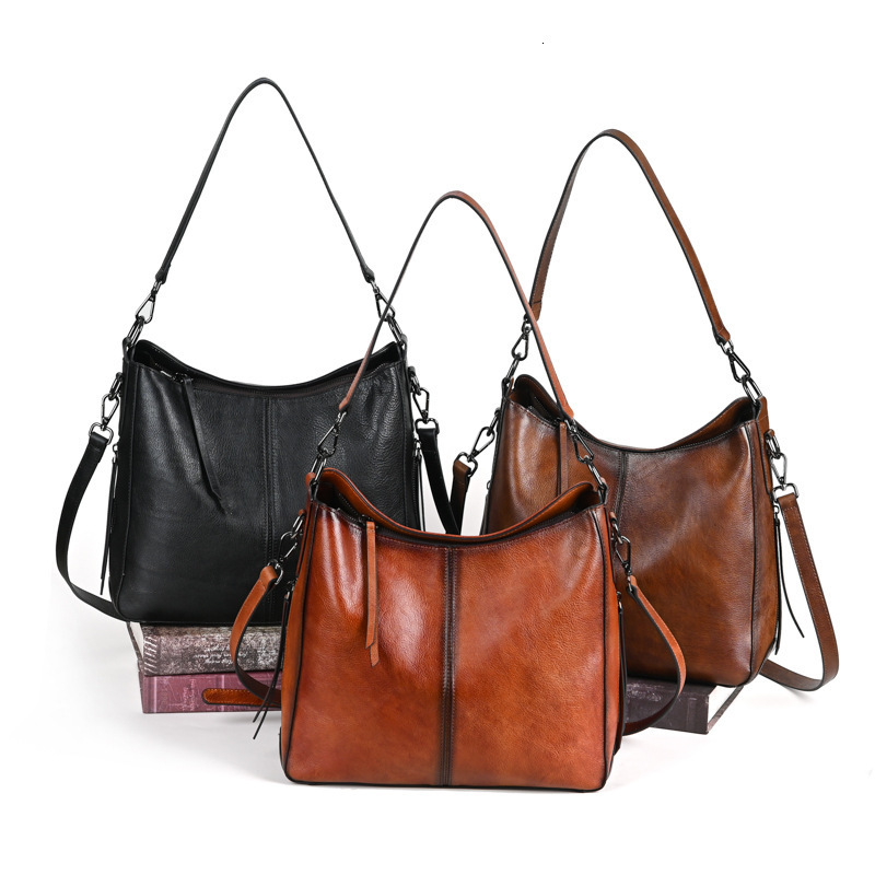 2024 New Trendy Top layer Cowhide Women's Large Capacity Soft Leather Crossbody Shoulder Underarm Bag