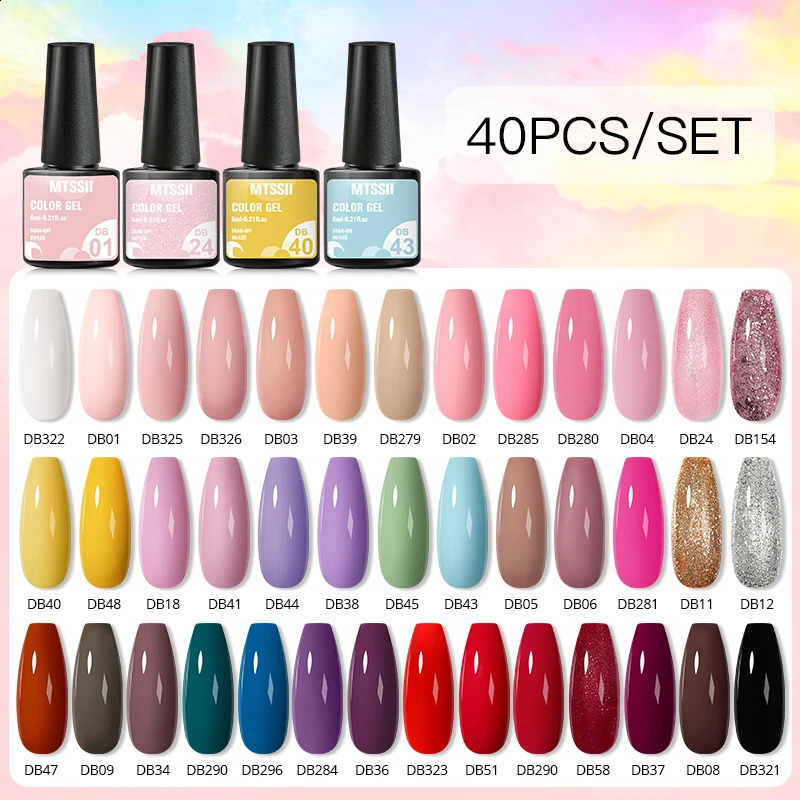 Mtssii 120/60/40/24 Colors Gel Nail Polish Set Semi Permanent Hybrid Gel Varnish Set Base Top Coat Soak Off UV LED Nail 241230