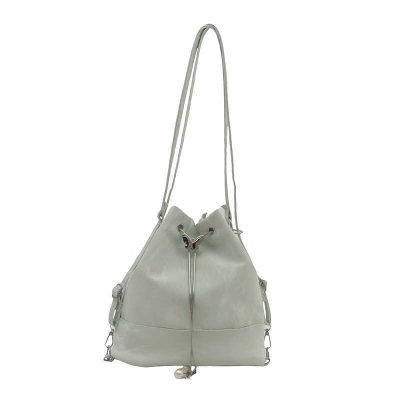 Summer Small Fresh Large Capacity 2024 Solid Color New Korean Edition Chain Bucket Single Shoulder Underarm Backpack for Women