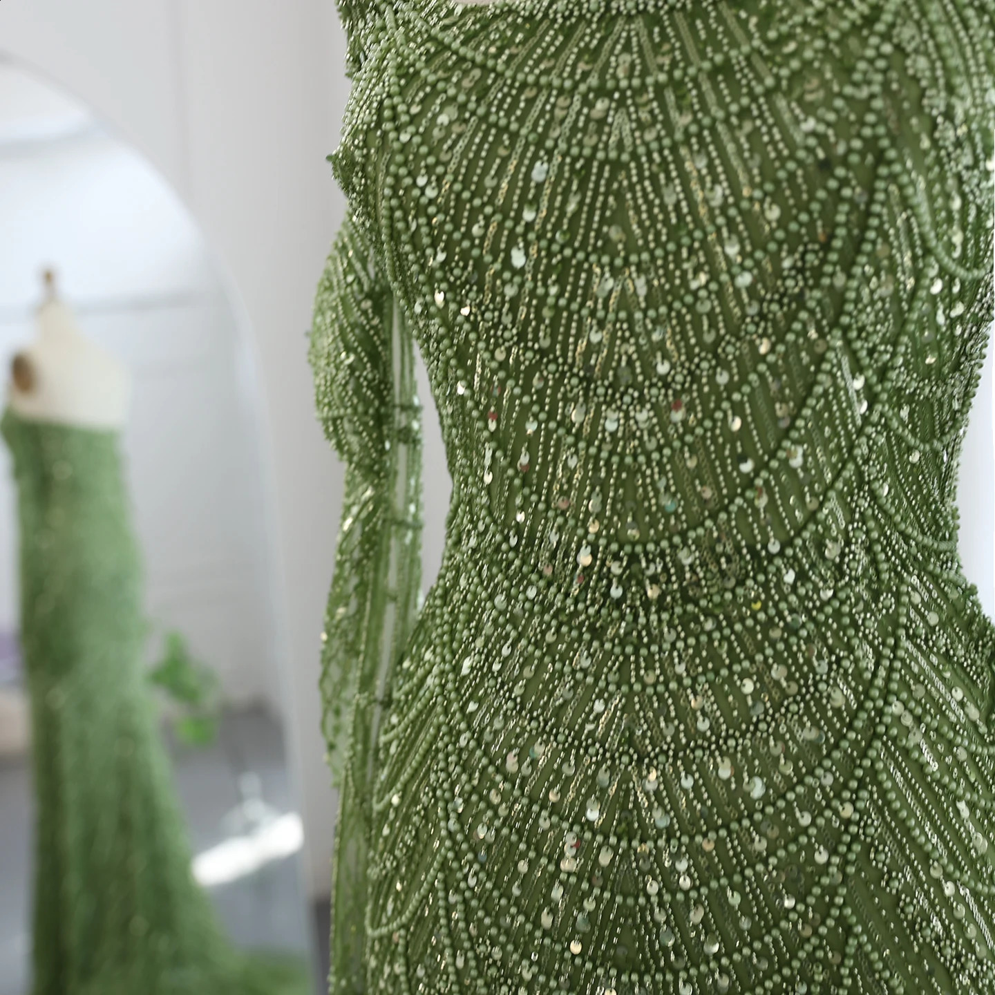 Sharon Said Dubai Mermaid Green Evening Dresses with Gloves Saudi Arabia Women Wedding Party Gowns SS306 Customized 241231