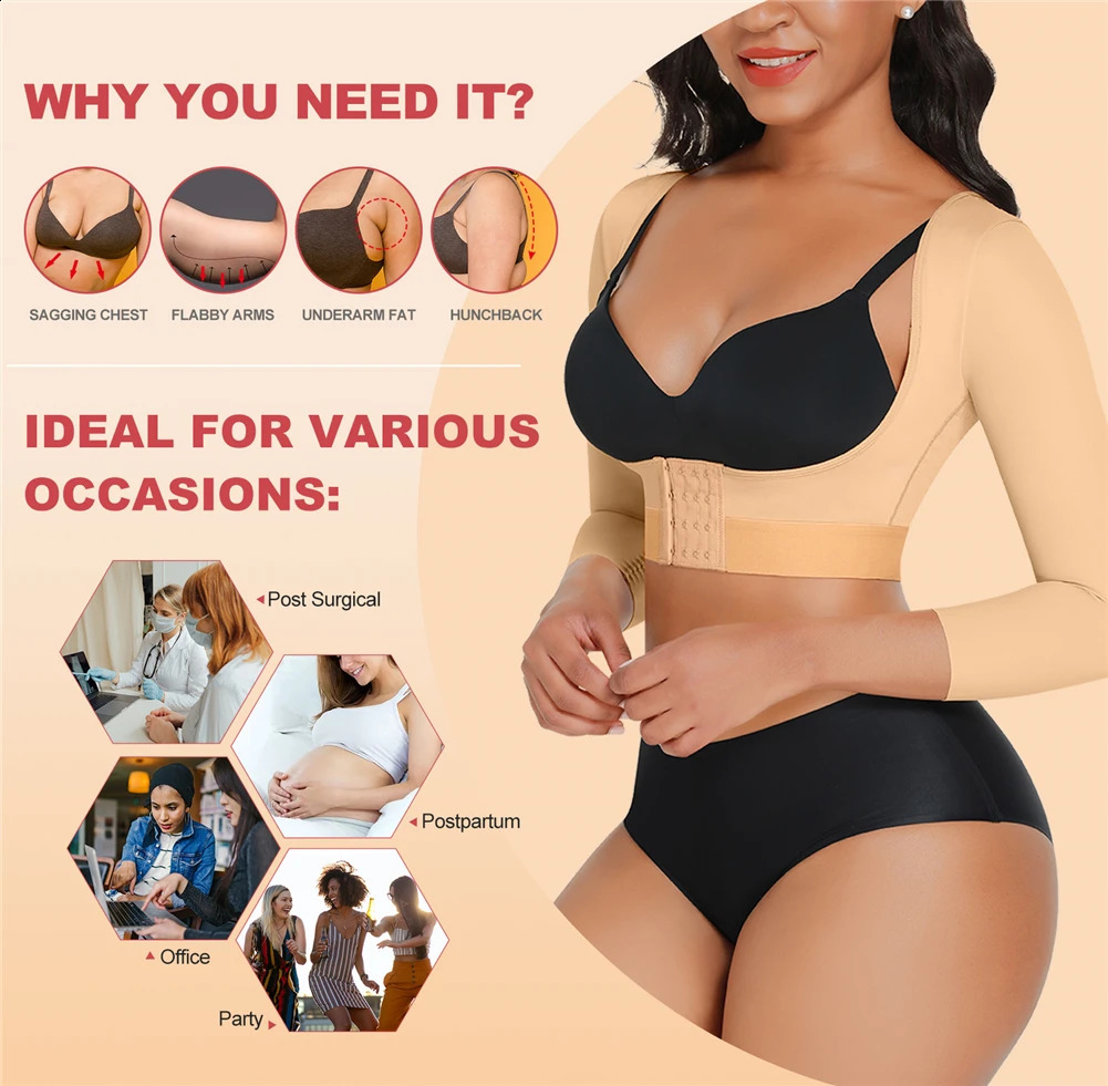 Colombianas Arm Shaper Post Surgery Arm Compression Sleeves Lipo Garment Posture Corrector Shapewear Tops Women Corset 241231