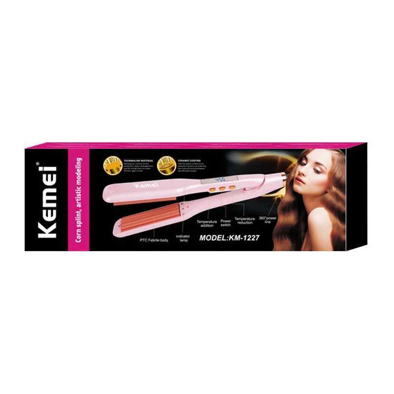 Kemei Original Curler Fluffy Splicing Flat Iron Curling Ripple Plate Pro Electric Curler suitable for all hair lengths W241231