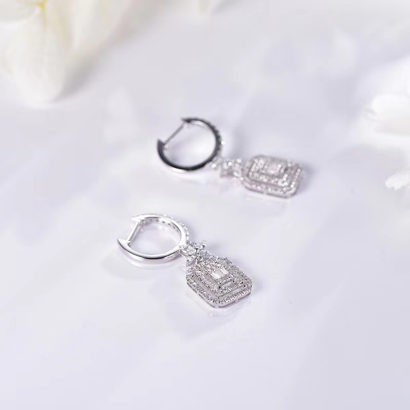 Choucong Sparkling Dangle Earrings Luxury Jewelry 925 Sterling Silver T Princess Cut White 5A Cubic Zircon CZ Diamond Gemstones Party Women Long Drop 