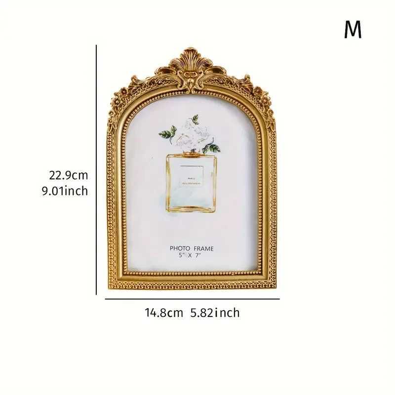 Frames Retro Gold Card Decorative Frame Used for Photo Display Wedding Anniversary Parties Christmas and Valentines Da CL241231 H260306