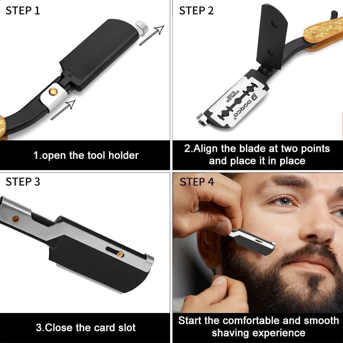 Shaving Straight Razor Classic Manual Barber Razors Folding Knife Men Stainless Steel Hairdresser Tool 241230