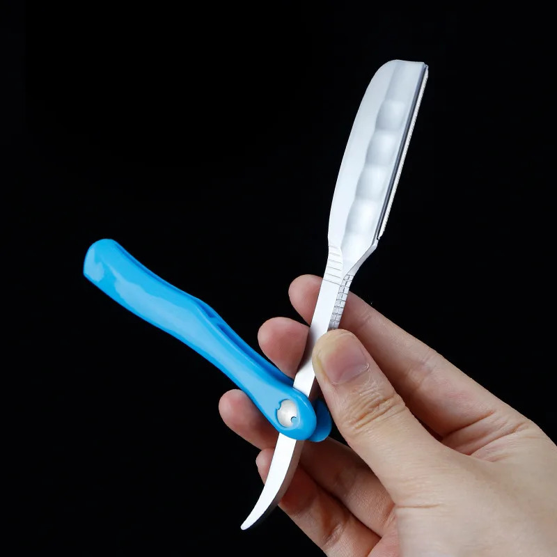 Japanese Manual Folding Hair Razor Holder Stainless Steel Shaving Eyebrow Knife For Feather Blade Hairdressing Tool G1221 241230