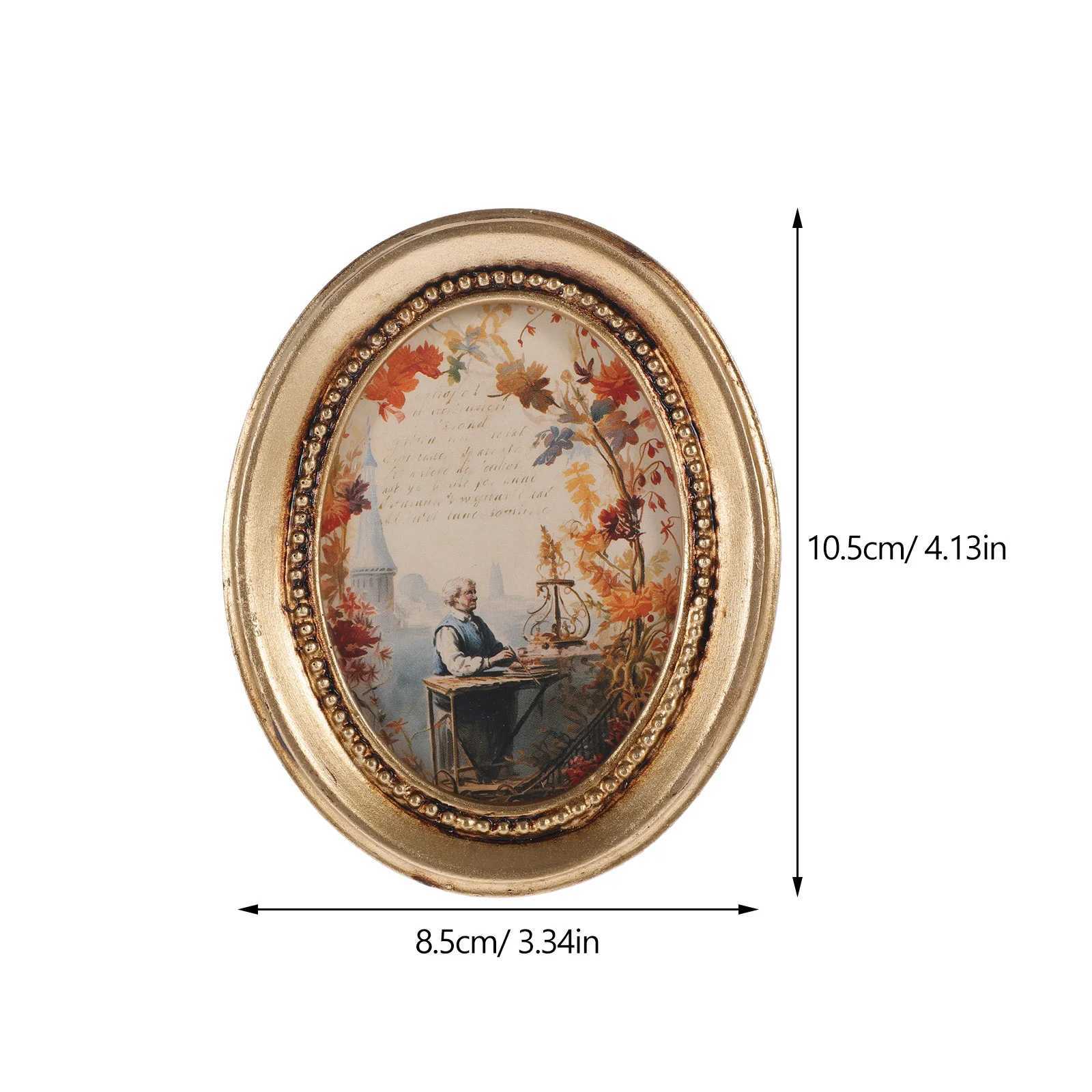 Frames Decorative Photo Frame Creative Bracket Picture Wall Oval Bedroom Home Gold Decoration Retro CL241231 H260306