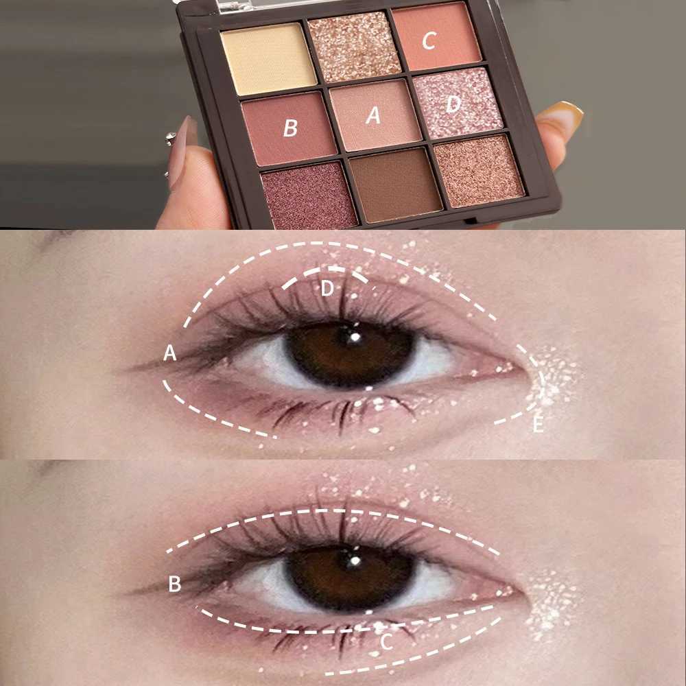Eyeshadow Palette Long lasting Waterproof Simple Halo Dye Rose Nine Palace Grid Low Saturation Smoke Pink Rose Tray W241230