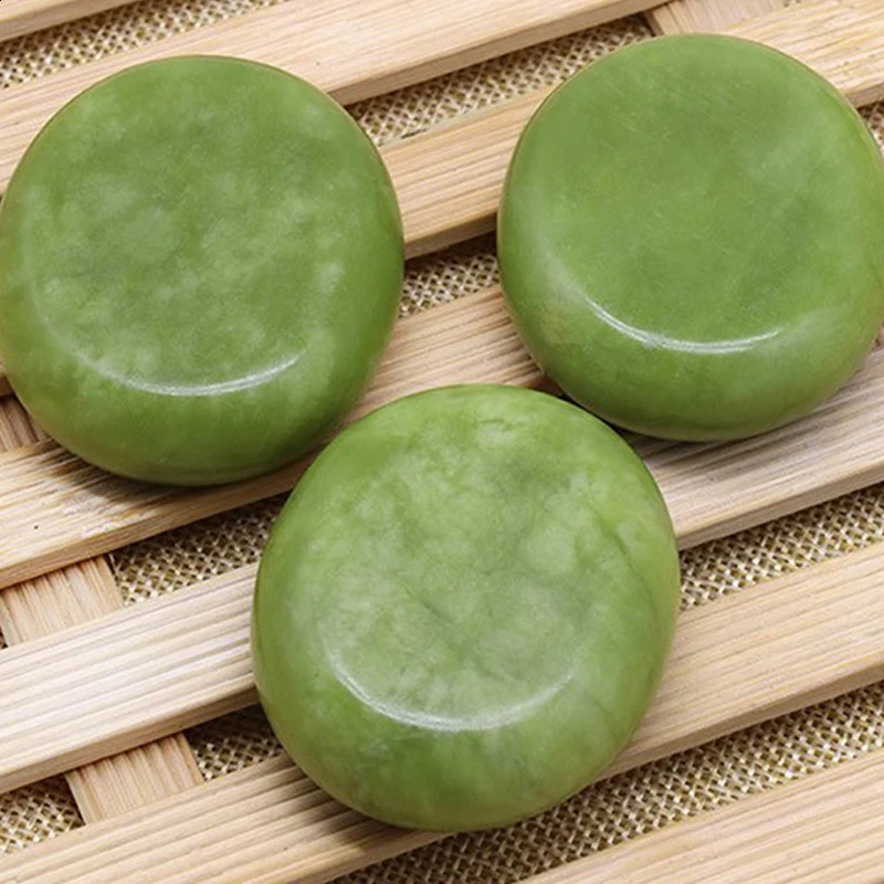 Natural Massage Stones Green Jade Stones Cold Rock For Spa Deep Tissue Massager 241230