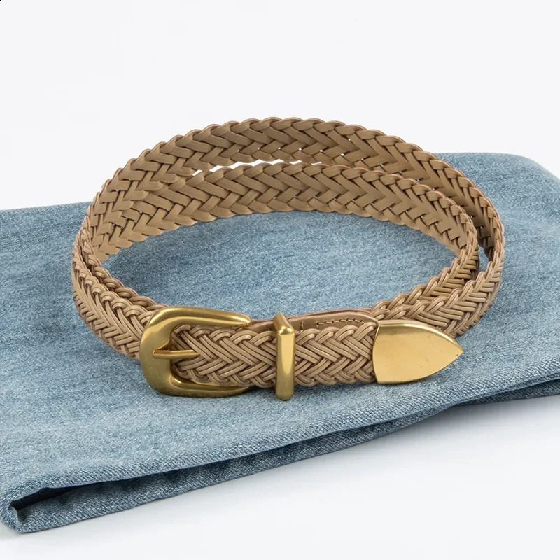 Rhododendron bird woven womens belt paired with jeans and casual pants decoration versatile womens belt 241226