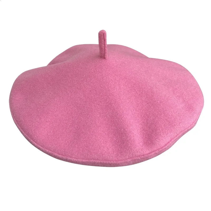 Hight Quality Sweet Wool Blend Beret Winter Spring Caps for Women Lovely Pink Painter Hat Flying Saucer Hat Sombreros De Mujer 241226