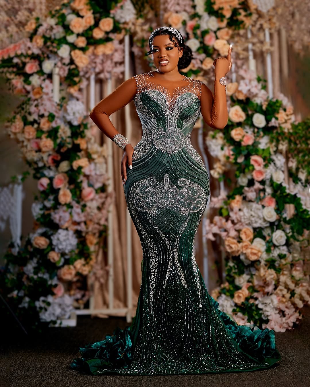 Dark Green Mermaid Prom Dresses 2025 Sequined Crystals Luxurious Evening Formal Party Second Birthday Engagement Gowns Plus Size Dress For Special Occ