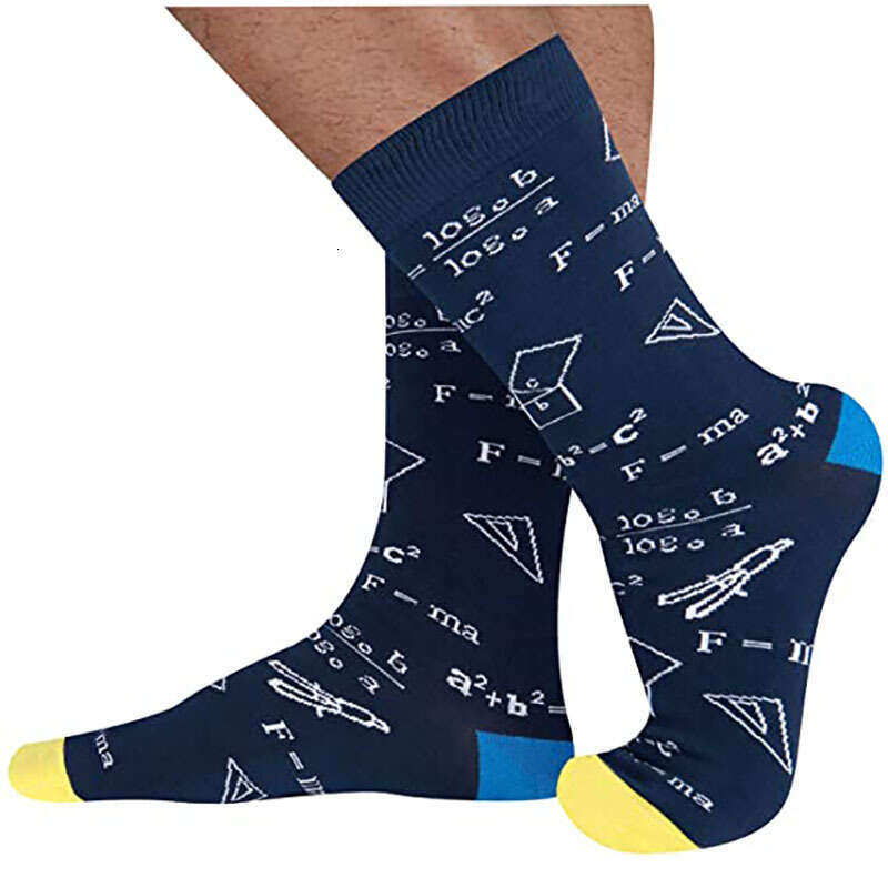 Colorful Mathematical Printed Men's Socks, Popular European And American Foreign Trade Cotton Mid Tube Socks