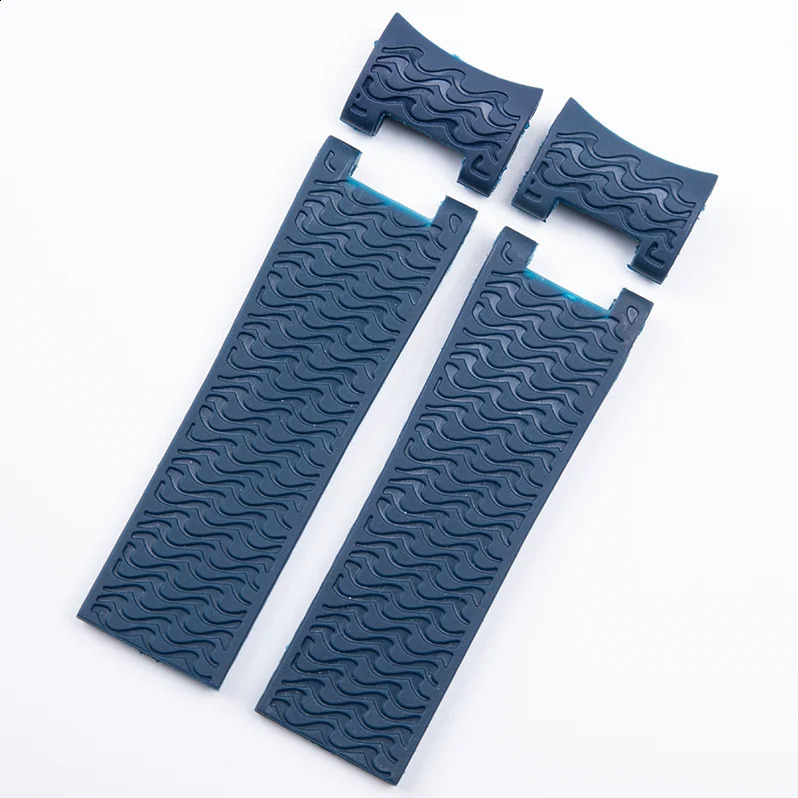 Silicone Rubber Waterproof Watch Band for Athens Diving Navigation Series Arc Mouth Butterfly Buckle Strap 22mm 241230