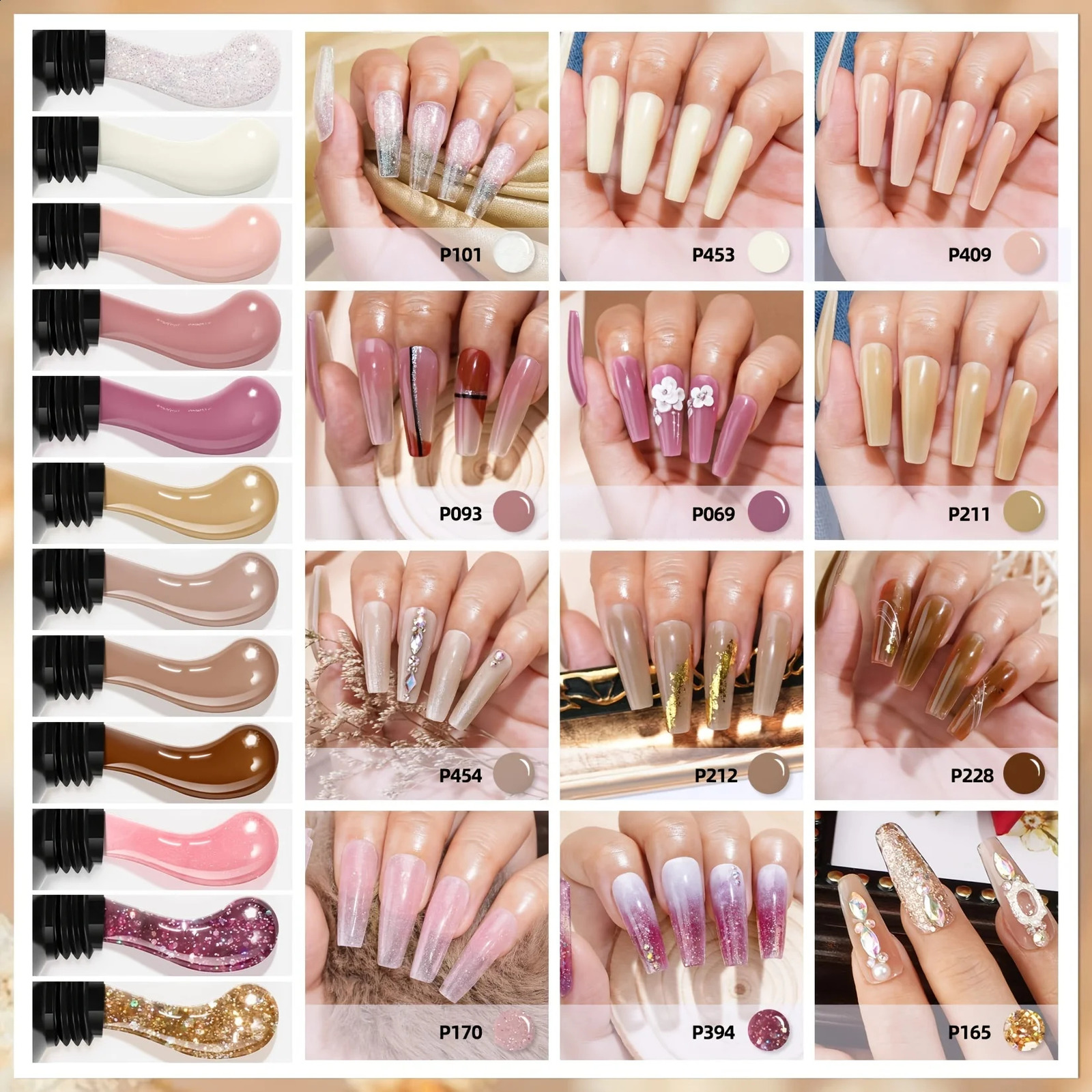 Morovan Poly Gel Nail Kit 12 Colors Pure Poly Gel and Glitter Long-Lasting Professional Kits for Beginners DIY Nail Art 241230