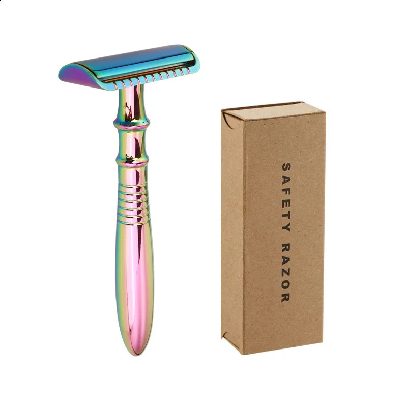 Rainbow Colored Zinc Alloy Safety Shaver Colorful Manual Shaver Scraper Anti Scratch Knife Barber One Blade Razor 241230