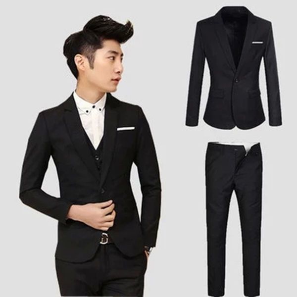 G1231Men's three-piece suits for wedding groom and groomsmen business casual formal wear Korean style