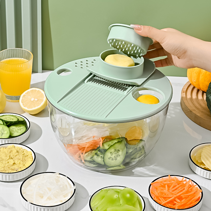 5L Multi-functional Salad Spinner & Grater | 8-in-1 Kitchen Tool with Slicer, Juicer, and Egg Separator