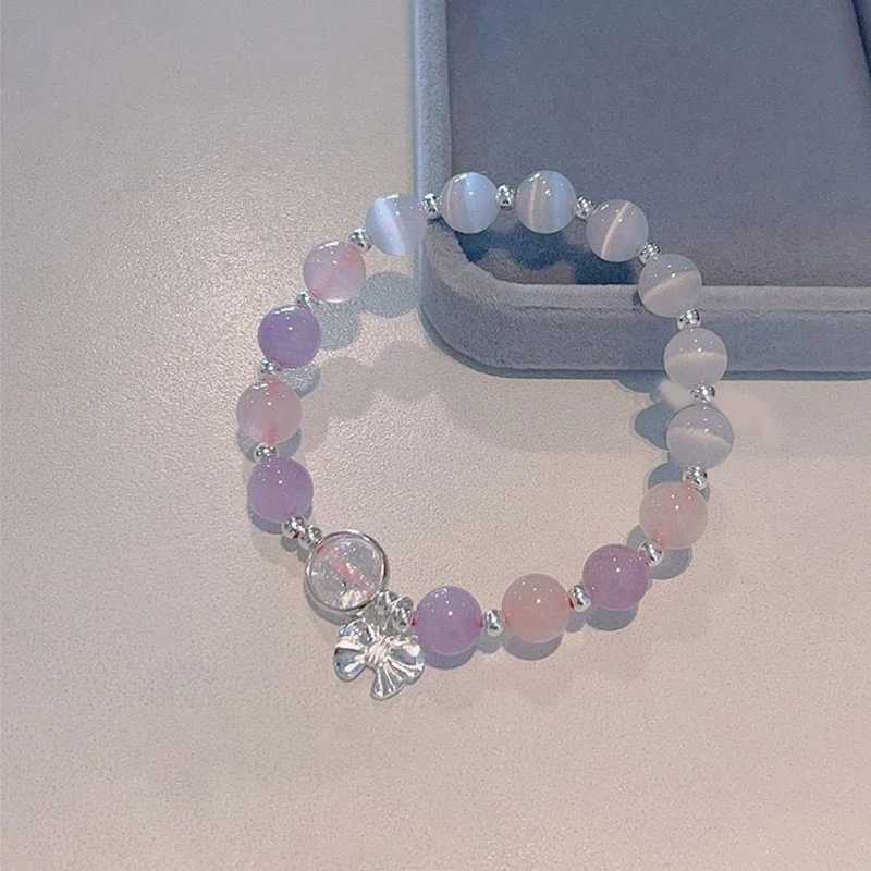 Fashion niche design star chain tassel bracelet womens fantasy blue crystal bead elastic rope bracelet best friend jewelry W241231