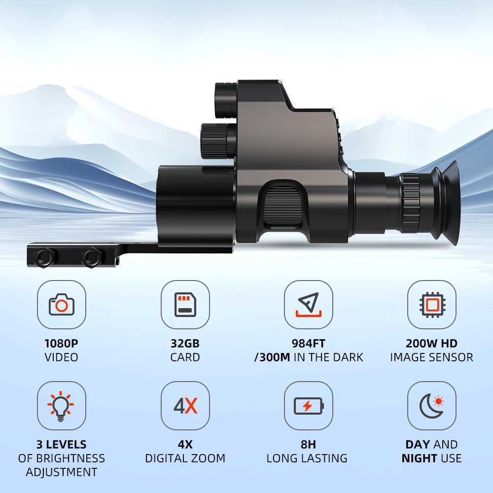 New Arrival Night vision thermal rifle with 3-level infrared and cross axis 4X zoom high-definition video camera used for hunting T241231